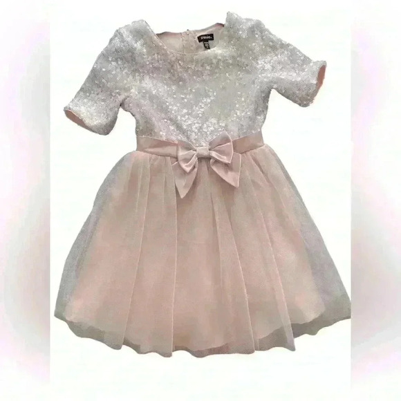 Nordstrom Zunie Girl's Blush Sequin Tulle Butterfly Flare and Fanciful Dress - Picture 1 of 10